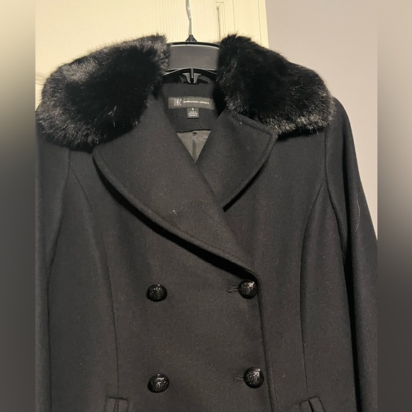 I.N.C Faux fur collar wool-blend peacoat, black - Picture 4 of 5